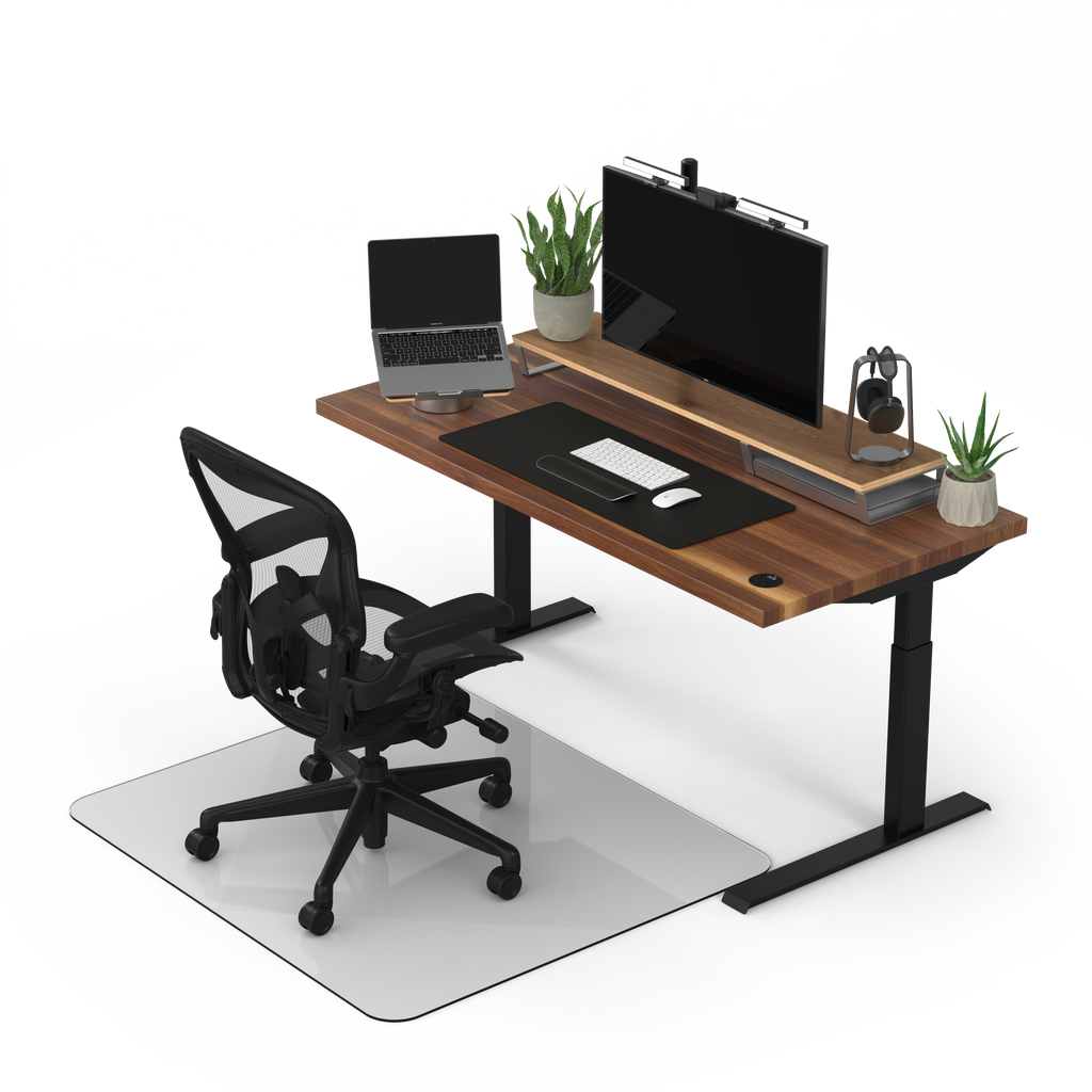 HumanCentric Desk Shelf Monitor Riser – Wood Monitor Stand in Black Walnut  and Space Gray, Office Monitor Stand Riser, Desktop Organizer and Computer