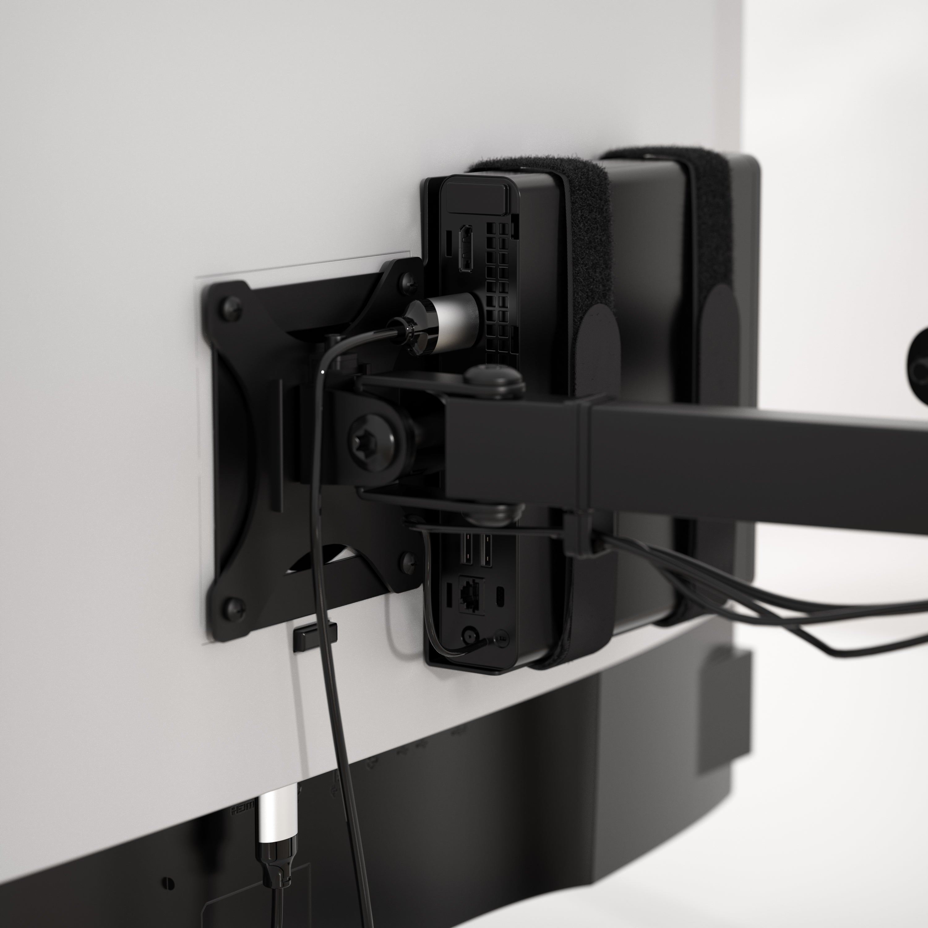HumanCentric Universal Wall and VESA Mount for VESA Arm, Adjustable Strap Mount for Small Computers, Cable Boxes, Modems and Other Electronic Devices